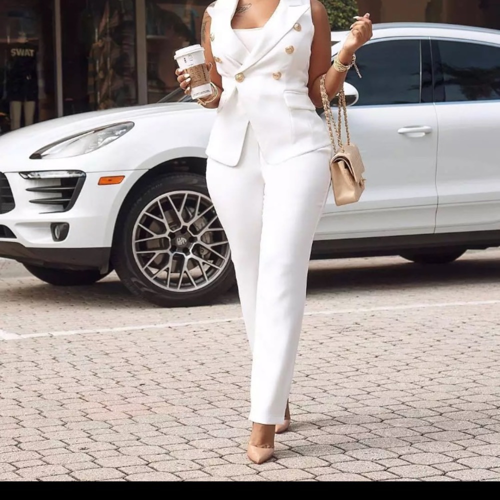 Women 2pc Business Office Casual White